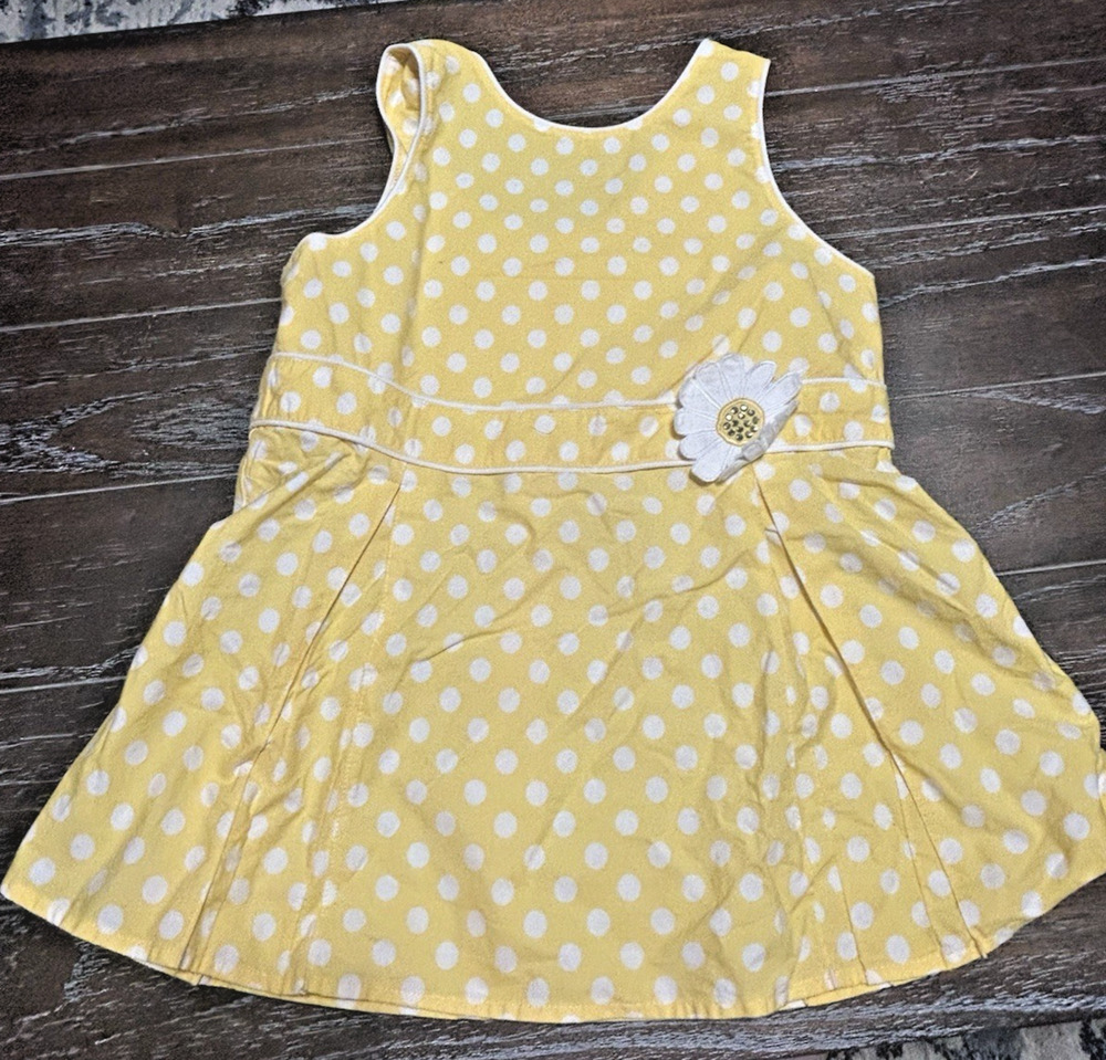 Gymboree Girls Yellow & White Polka Dot Daisy Tank Top Size 10